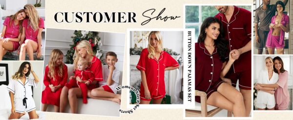 SWOMOG Womens Button Down Pajamas Set Short Sleeve Sleepwear Bride Soft Pj Lounge Sets XS-3XL Black Medium at Amazon Women’s Clothing store - Image 16